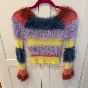 Kimchi Blue Fuzzy Sweater with Pink and Blue